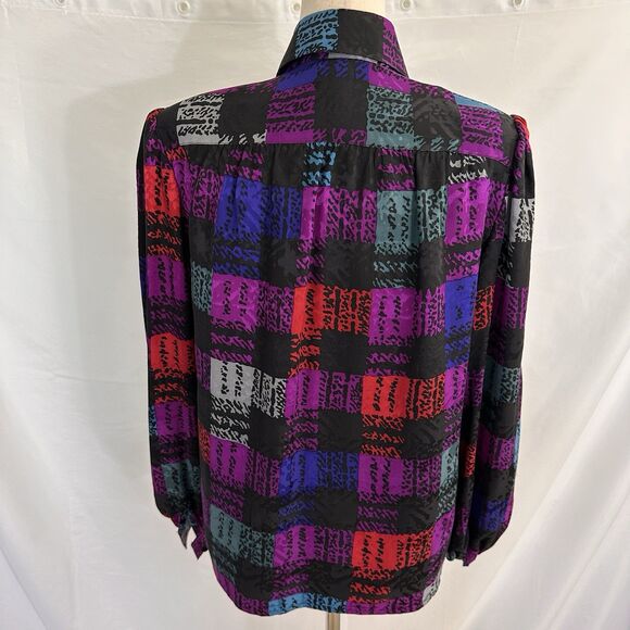Vintage Lillie Rubin Francesca of Damon Silk Button Up Top Size 4 - Picture 8 of 10